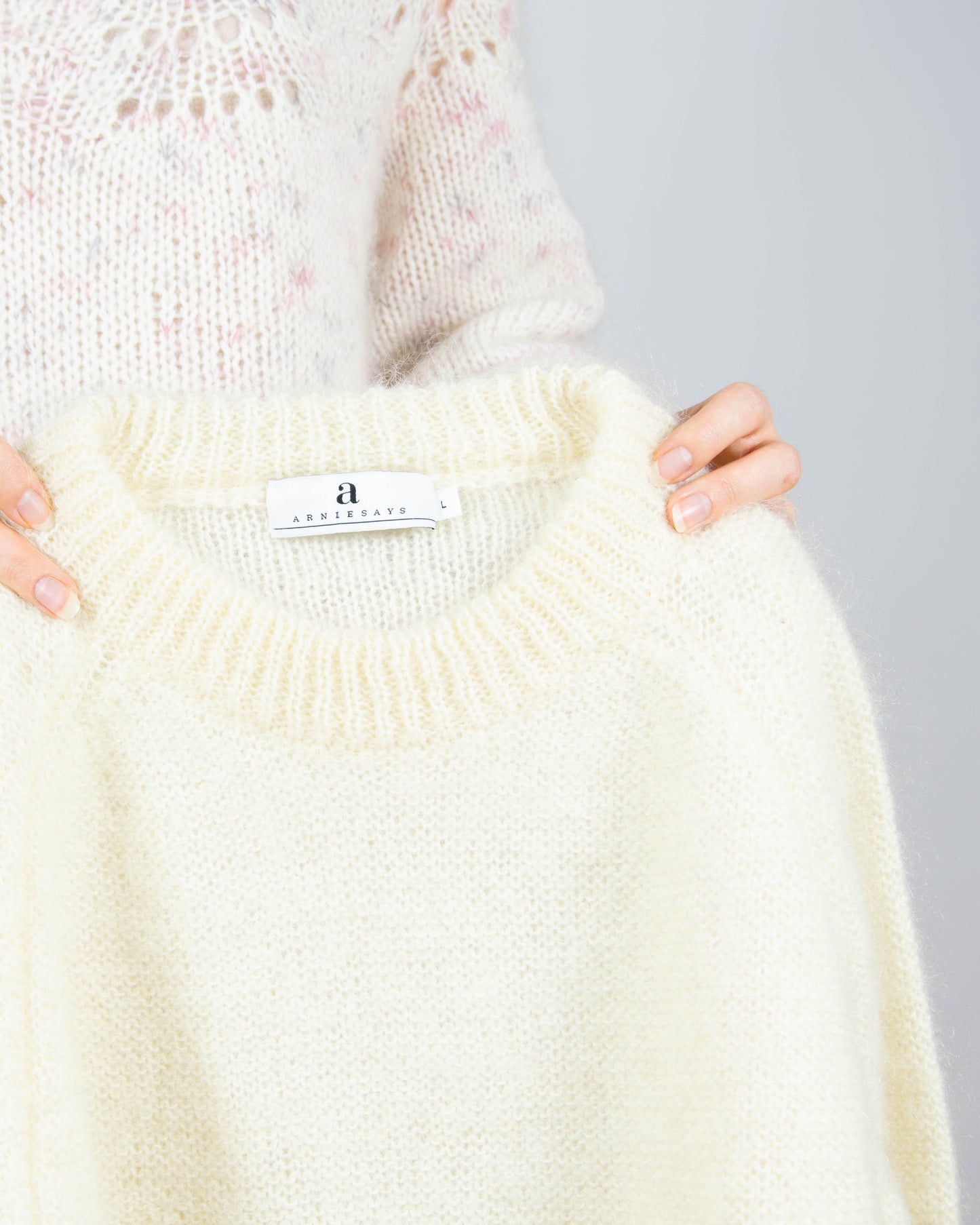 Śmietankowy moherowy sweter Arnie Says - M