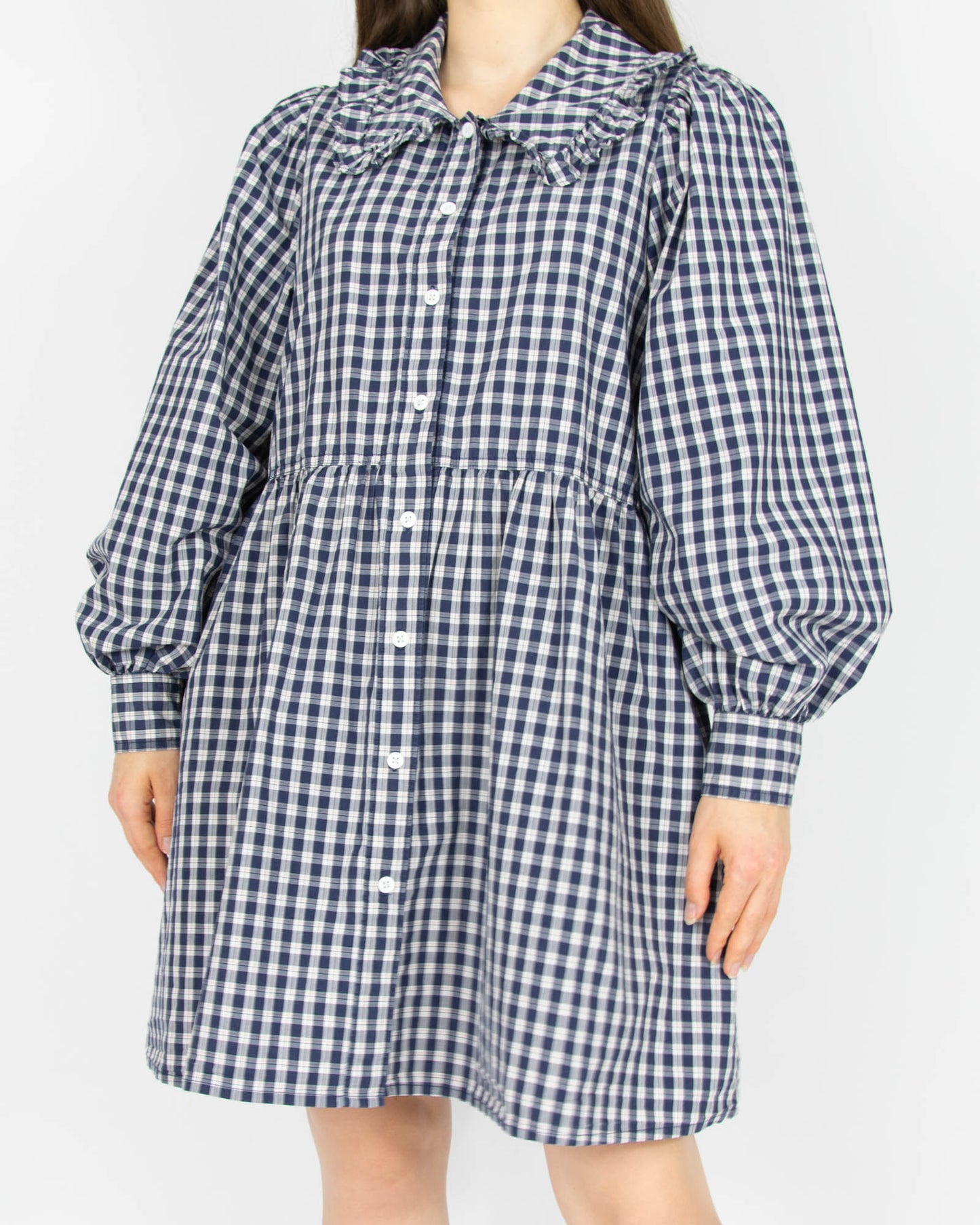 Granatowo biała bawełniana sukienka w kratkę Levi's - M