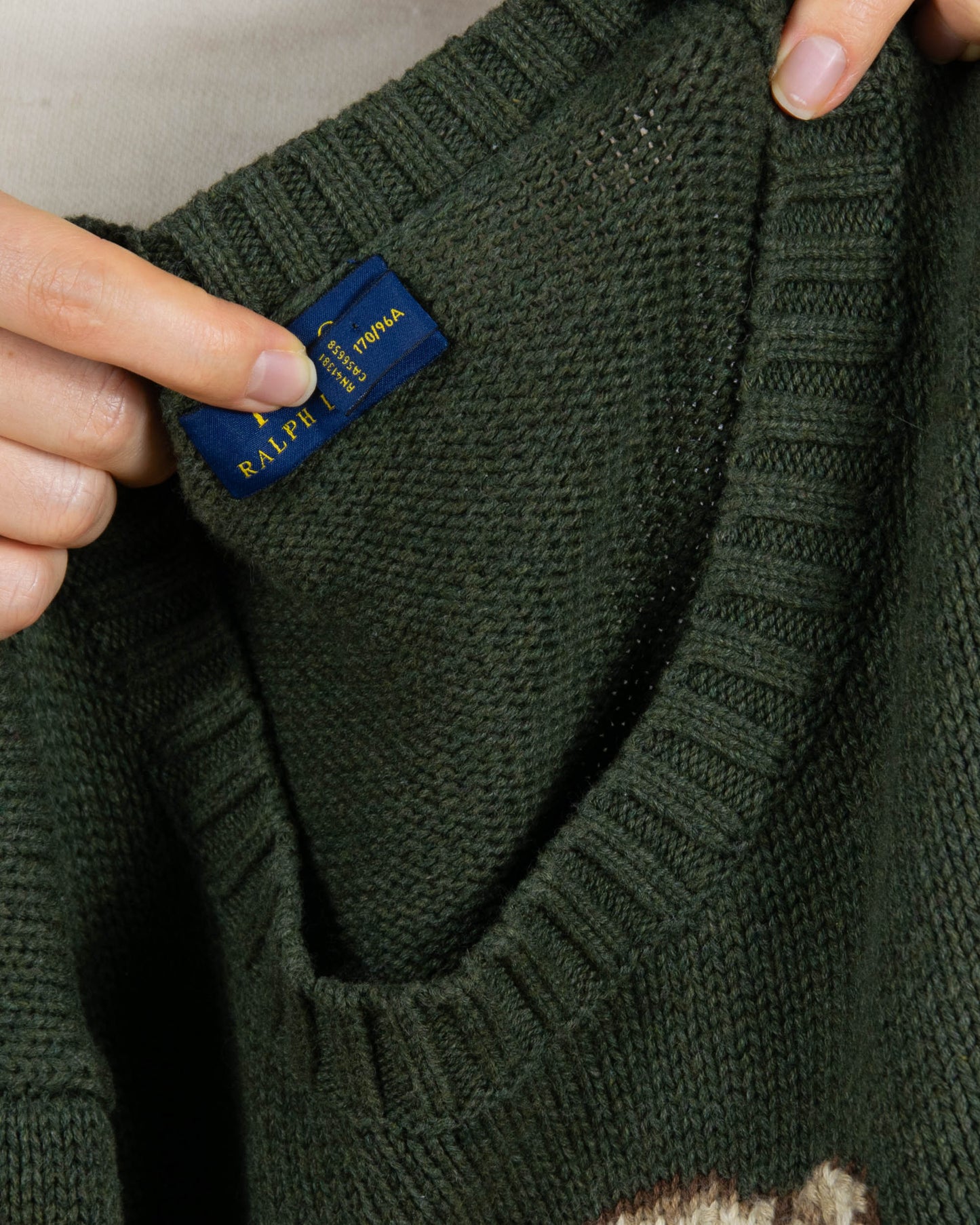 Ciemnozielony bawełniany sweter Polo Bear Ralph Lauren - L