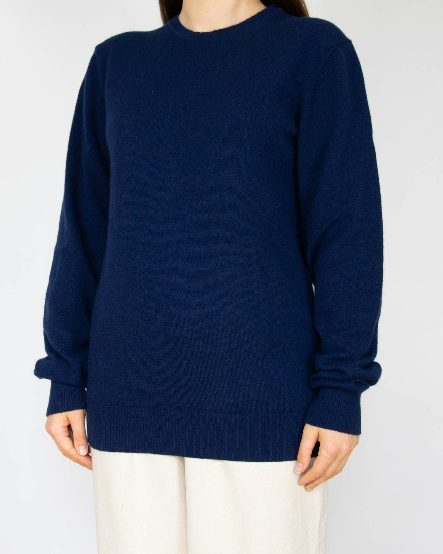 Granatowy (merino super fine + kaszmir) sweter J.Lindeberg - L