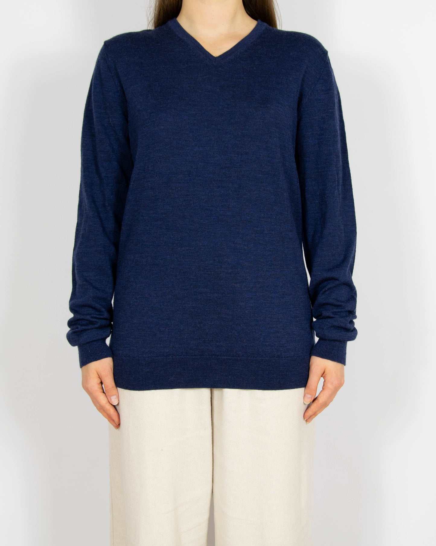 Granatowy wełniany (merino) sweter Cubus