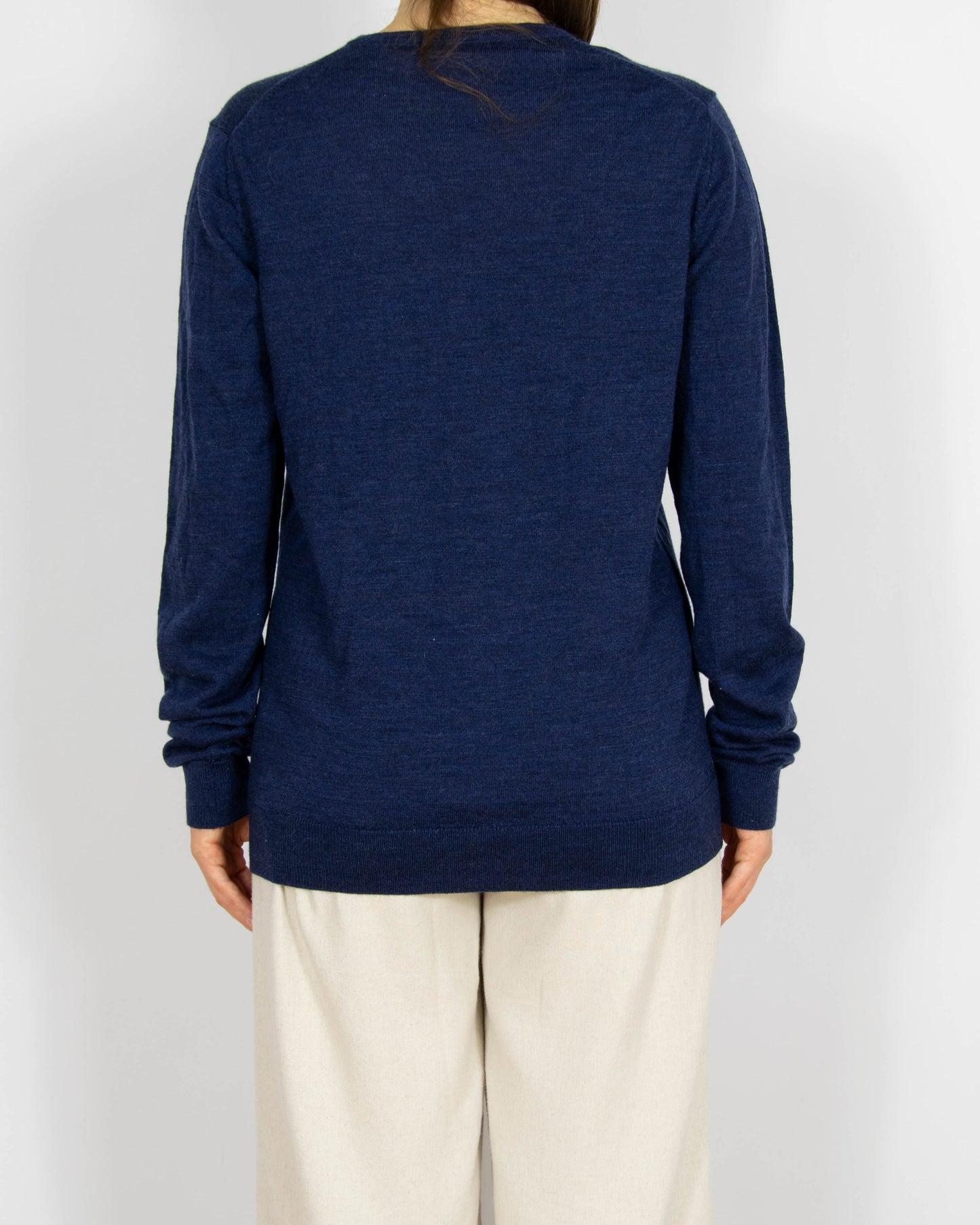 Granatowy wełniany (merino) sweter Cubus - M