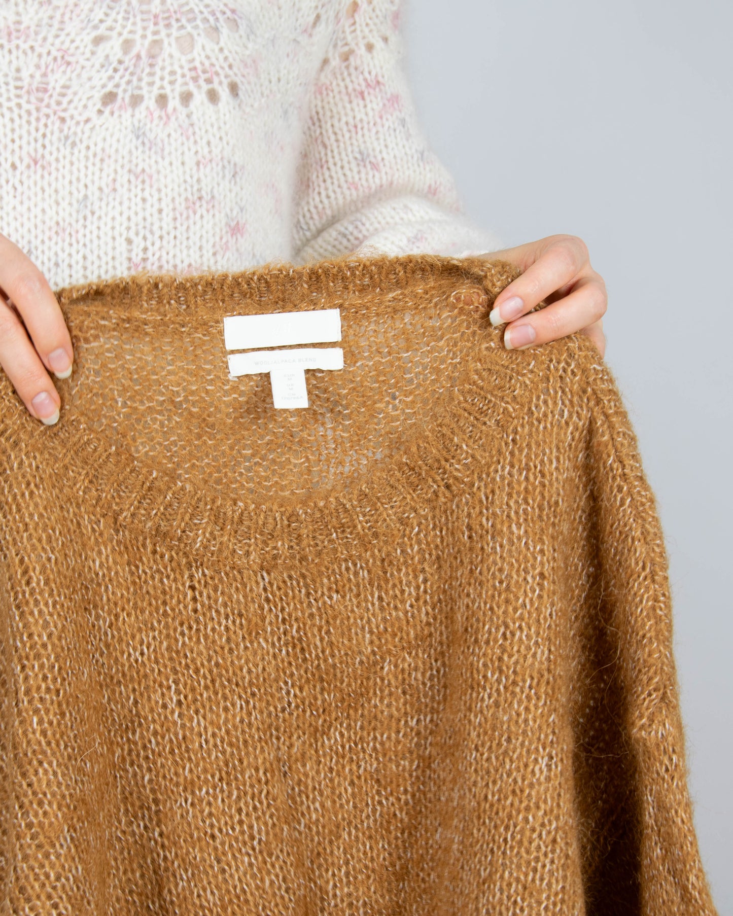 Brązowy wełniany (wełna + alpaka) sweter H&M - M