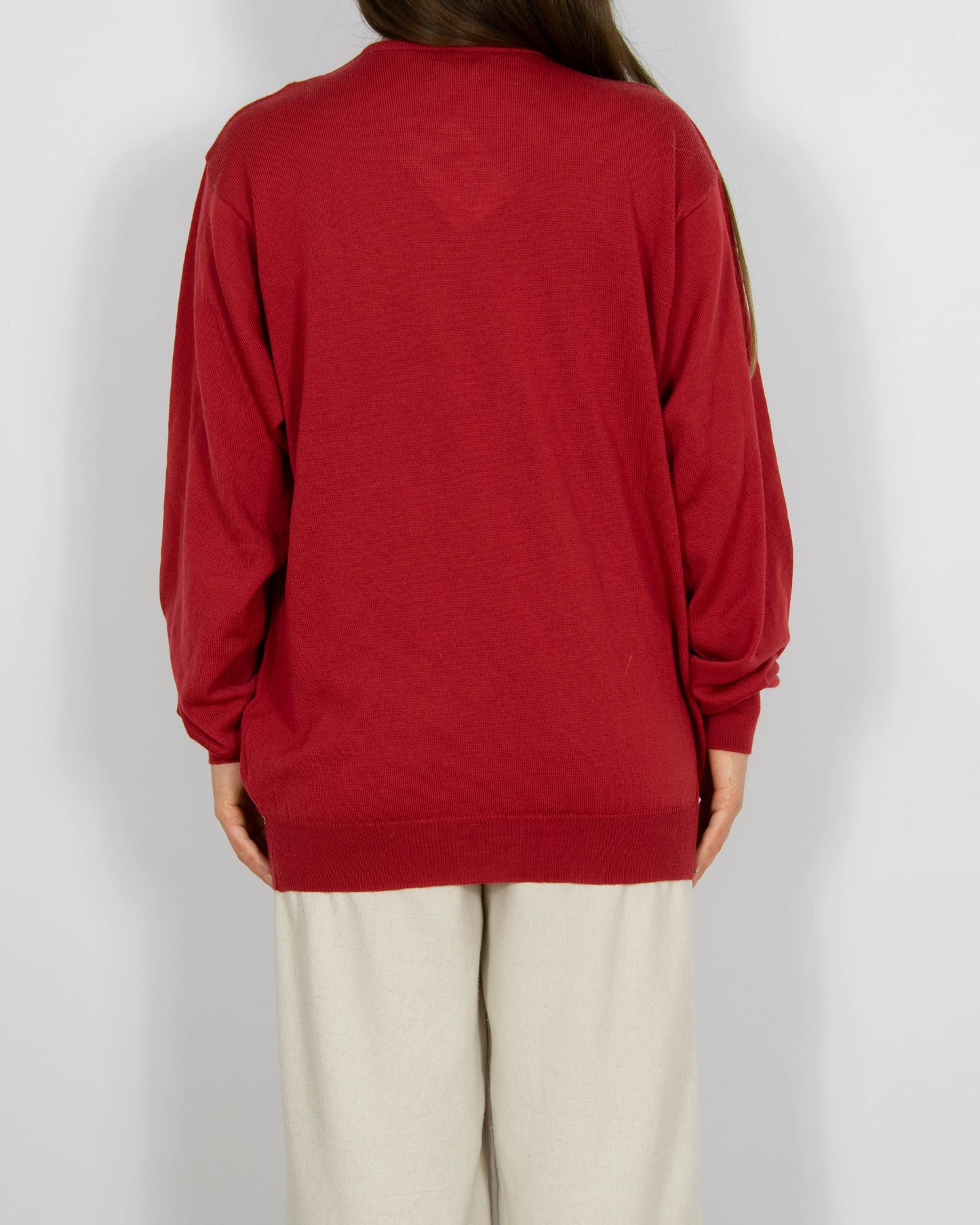 Nowy czerwony wełniany (merino) sweter Giovani - L