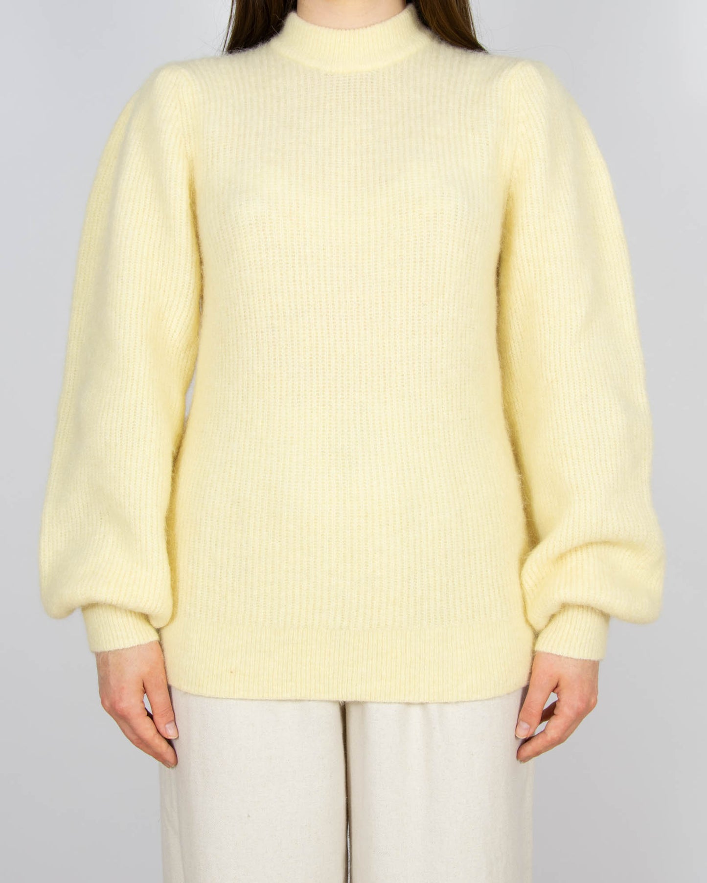 Pastelowy żółty (alpaka + wełna merino) sweter GANNI - L