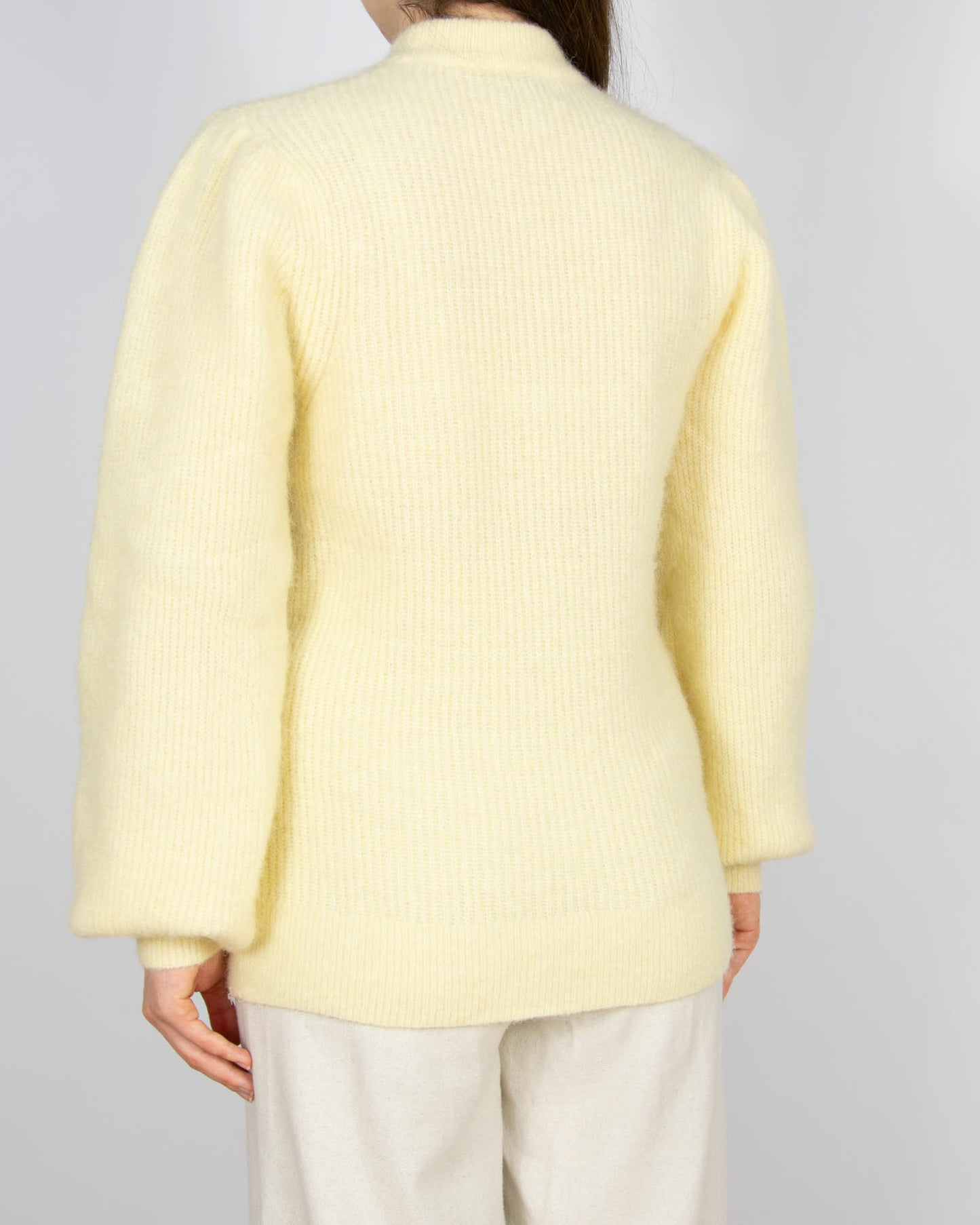 Pastelowy żółty (alpaka + wełna merino) sweter GANNI - L