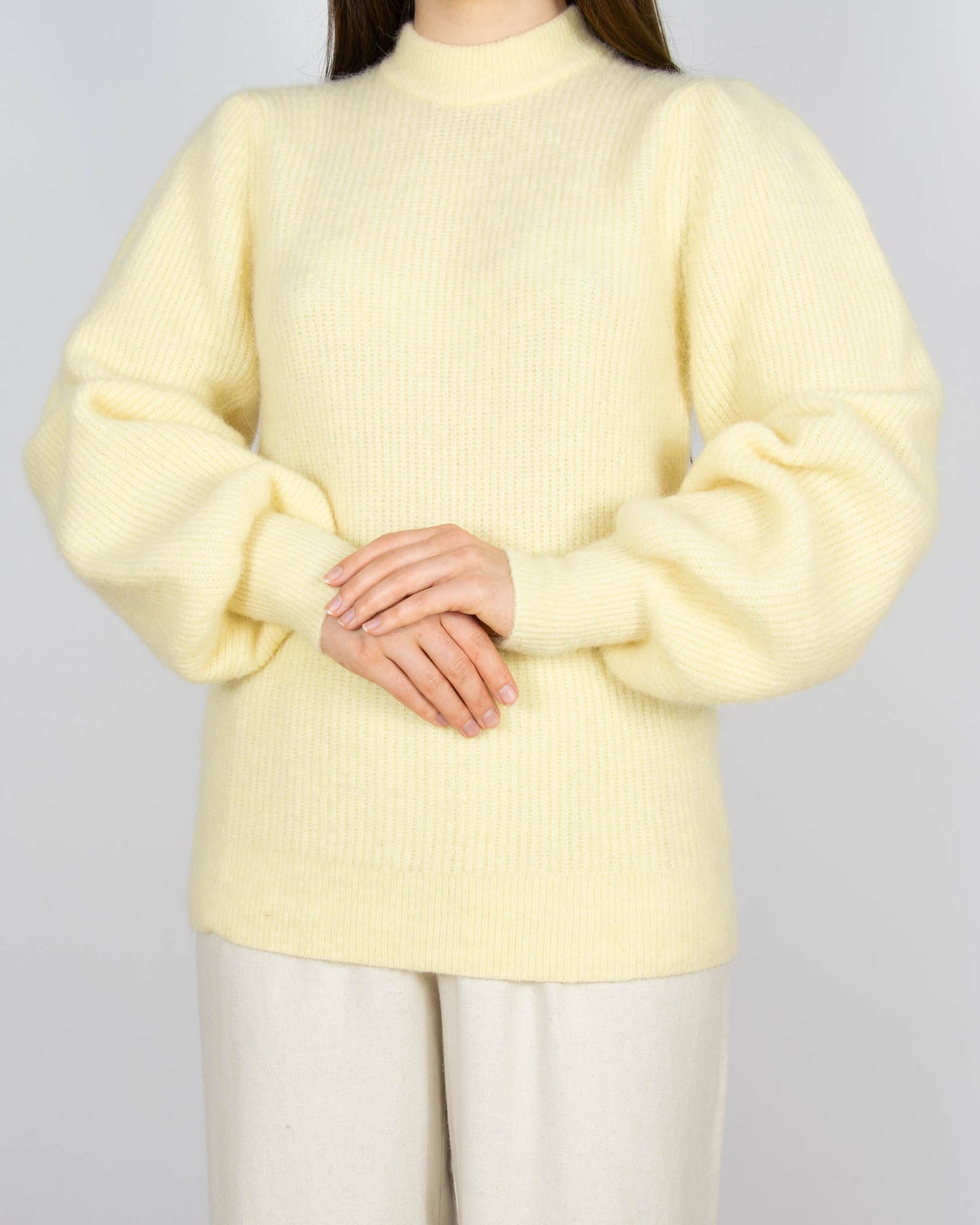 Pastelowy żółty (alpaka + wełna merino) sweter GANNI