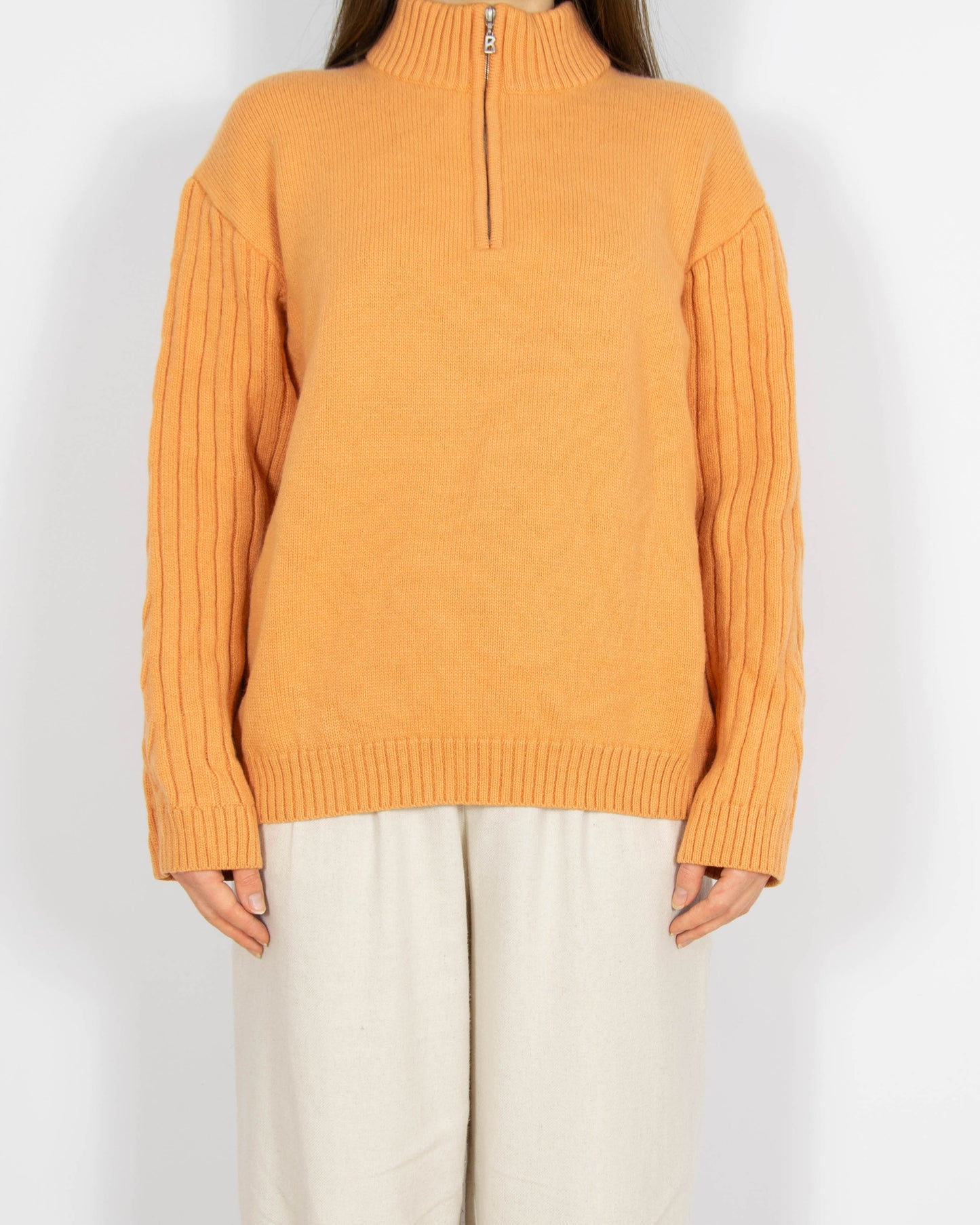 Pastelowy pomarańczowy wełniany sweter Bogner - M/L
