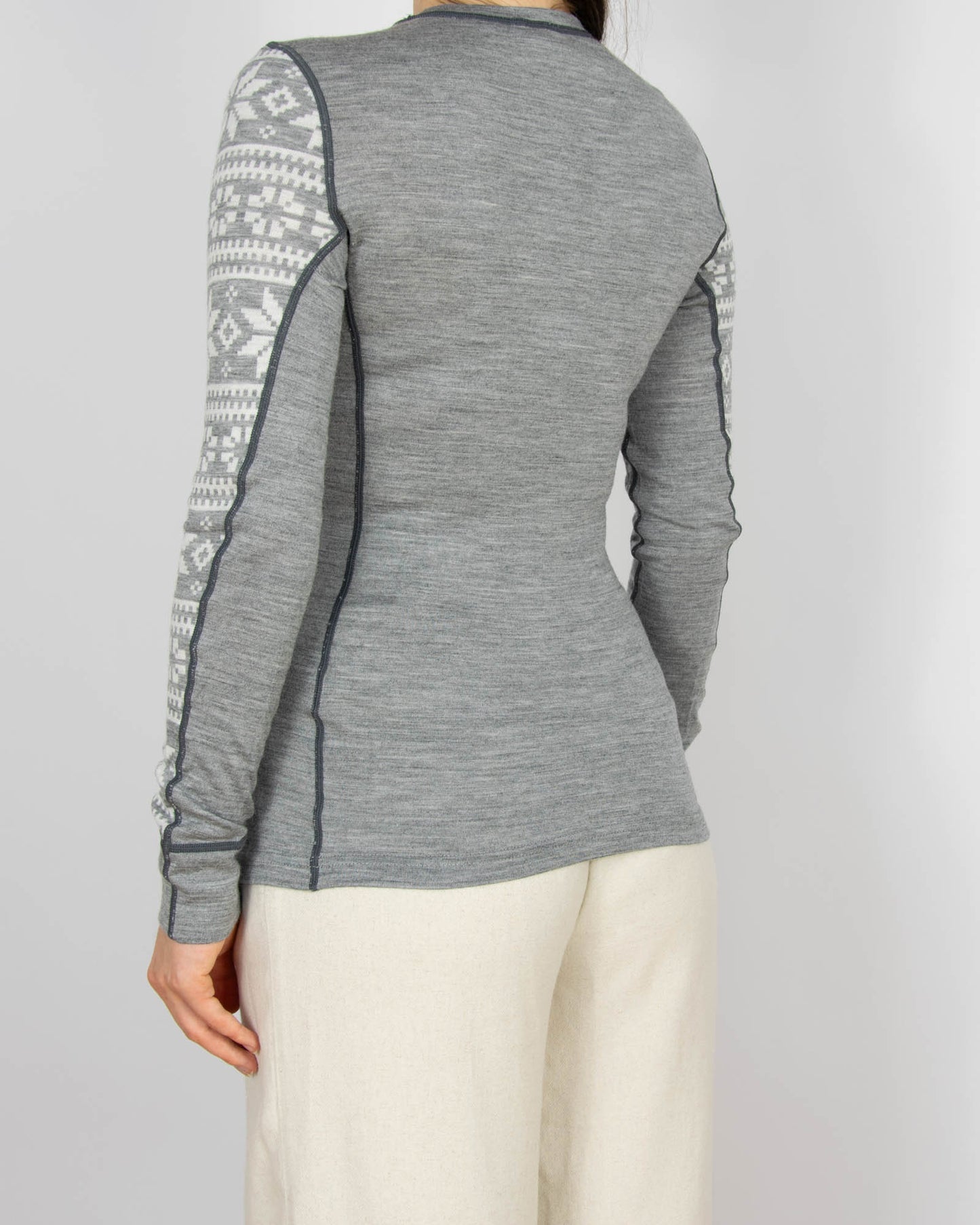 Szara (wełna merino + modal) bluzka termiczna Kari Traa - S