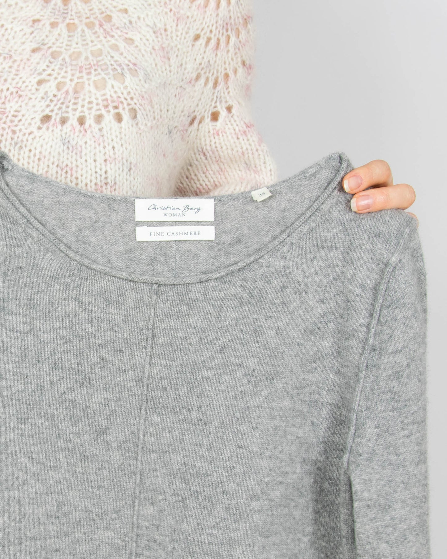 Szary kaszmirowy (fine cashmere) sweter Christian Berg - XS/S