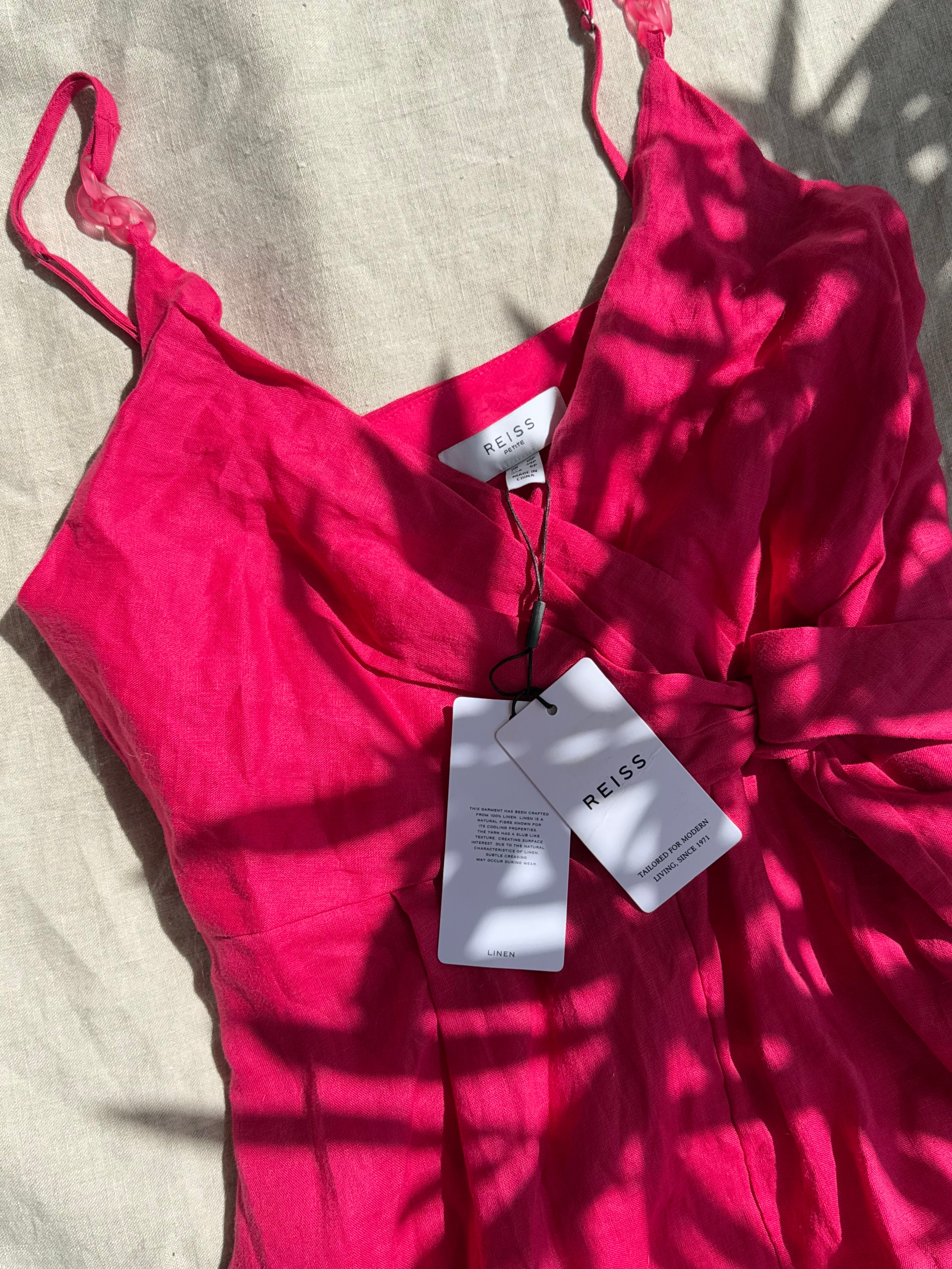 Nowy fuksjowy lniany kombinezon REISS - S/M