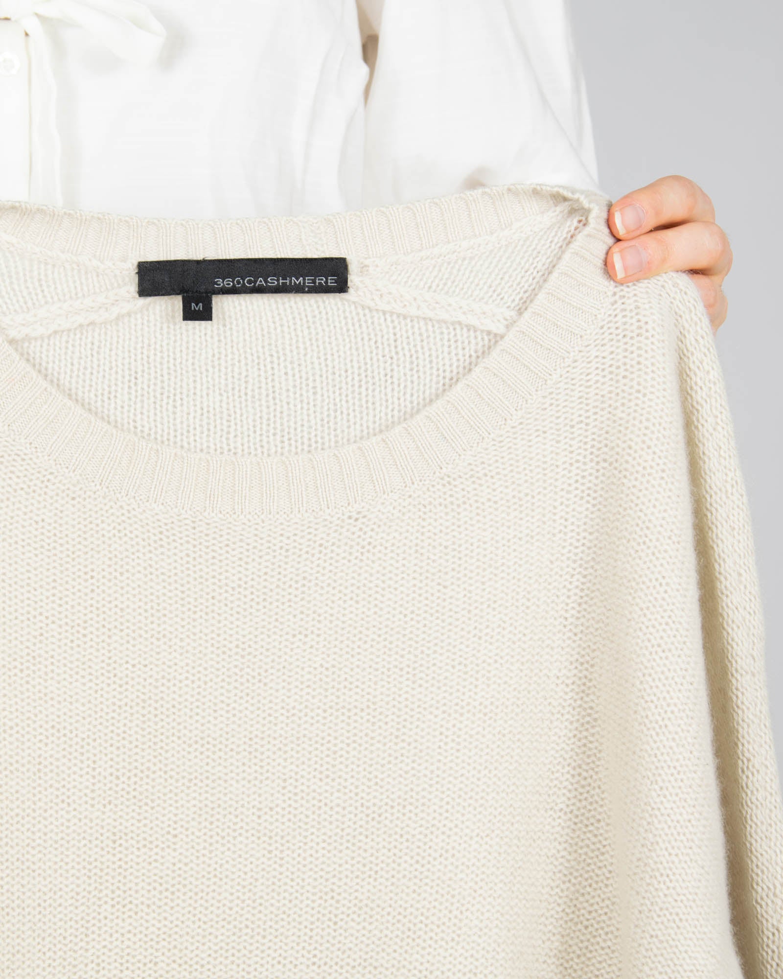 Beżowy kaszmirowy sweter 360 CASHMERE - M