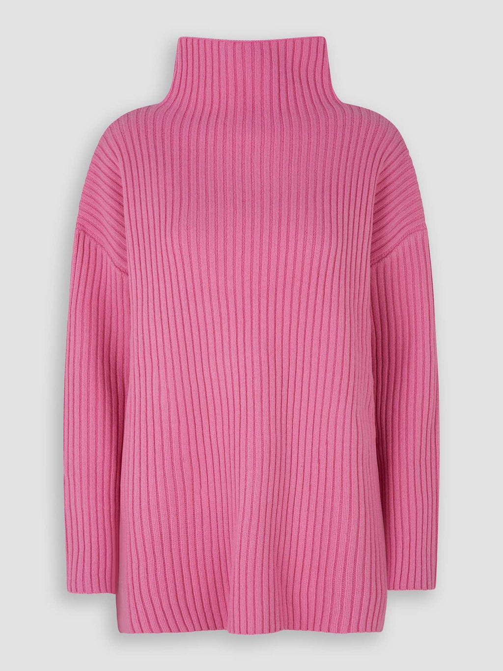 Różowy wełniany oversize sweter z golfem Modström - S