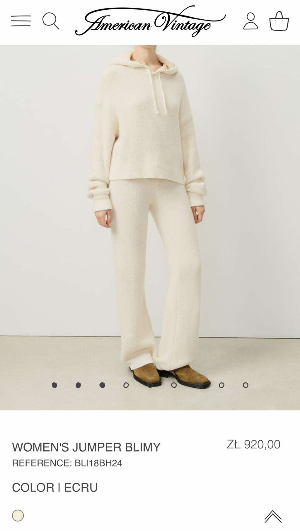 Brązowa bluza z kapturem z wełną American Vintage - S/M