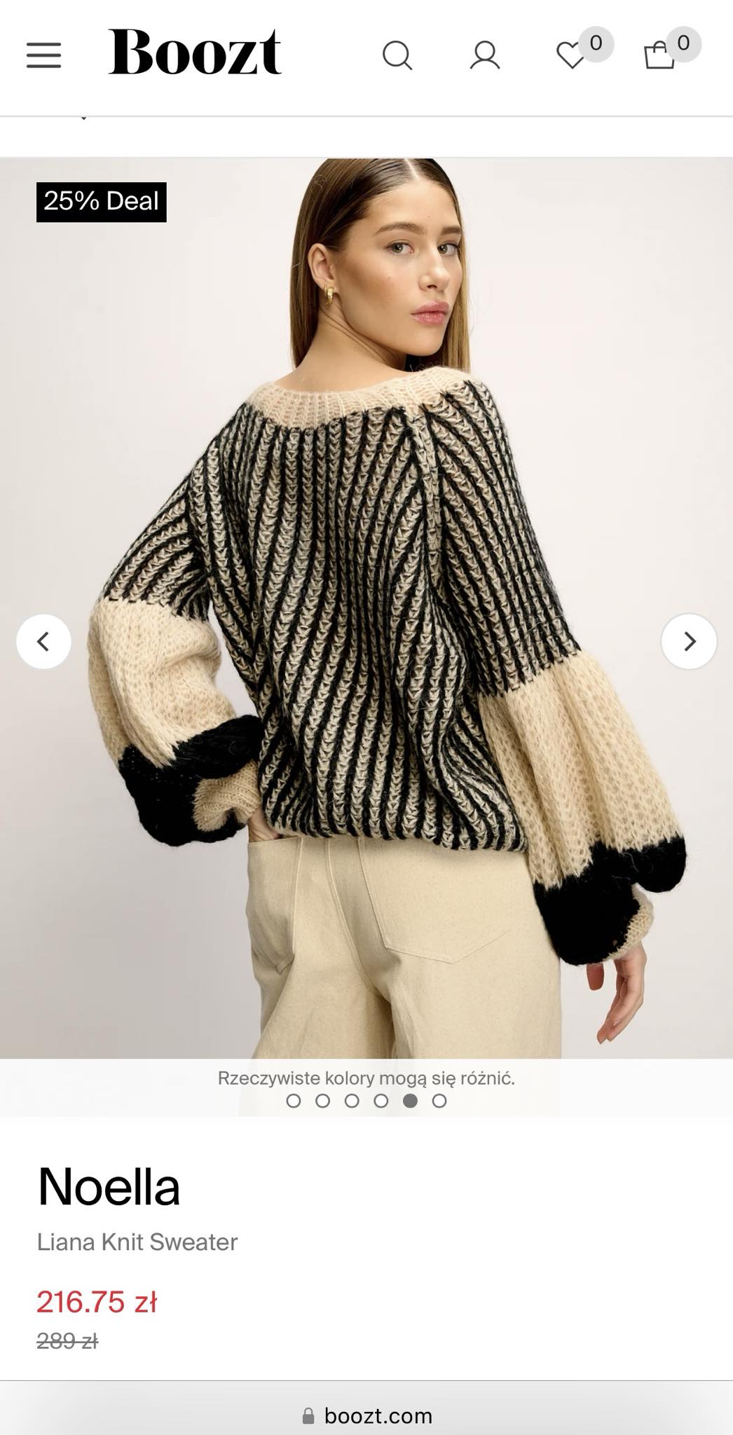Nowy kremowo czarny sweter z moherem Noella - L/XL