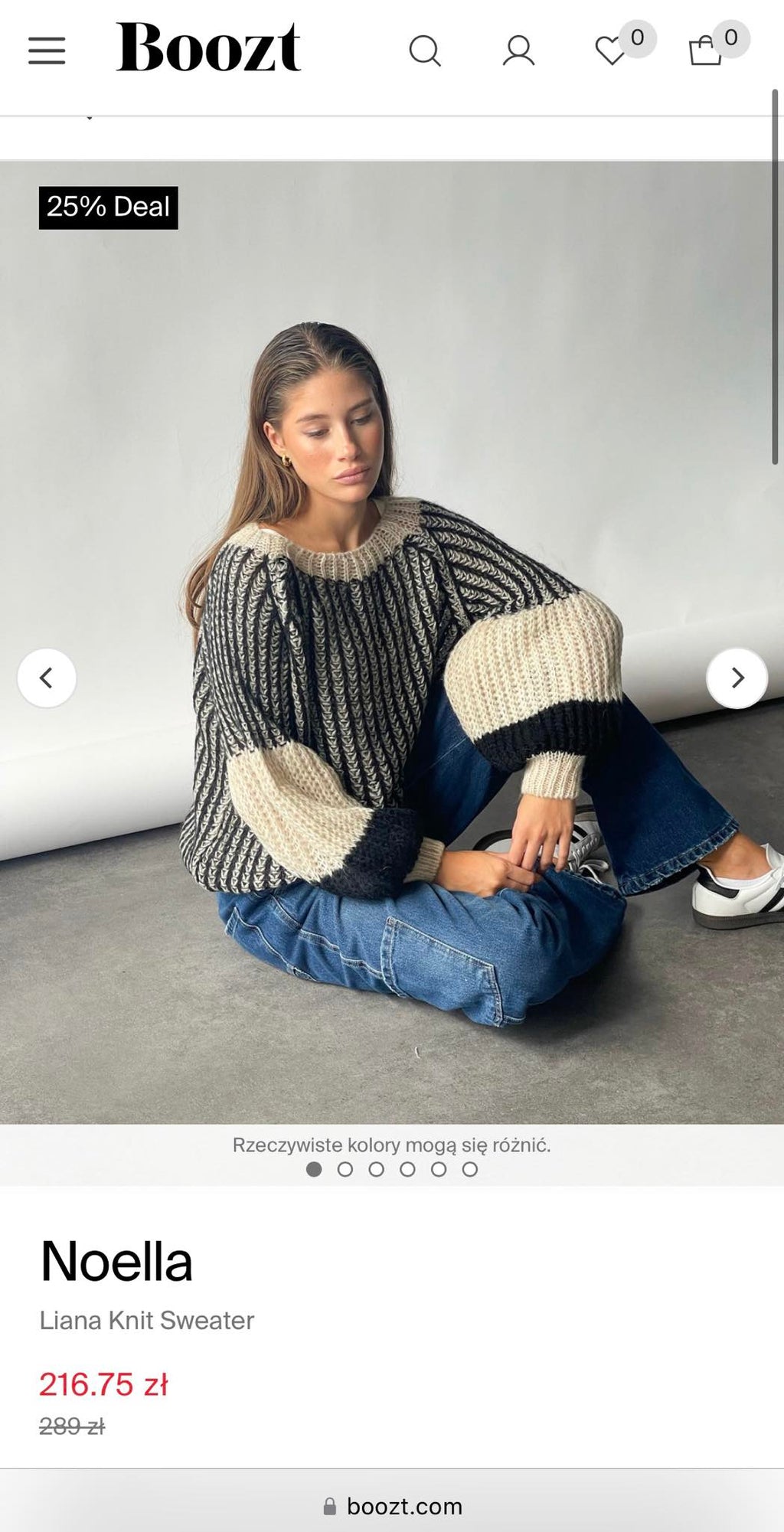 Nowy kremowo czarny sweter z moherem Noella - L/XL