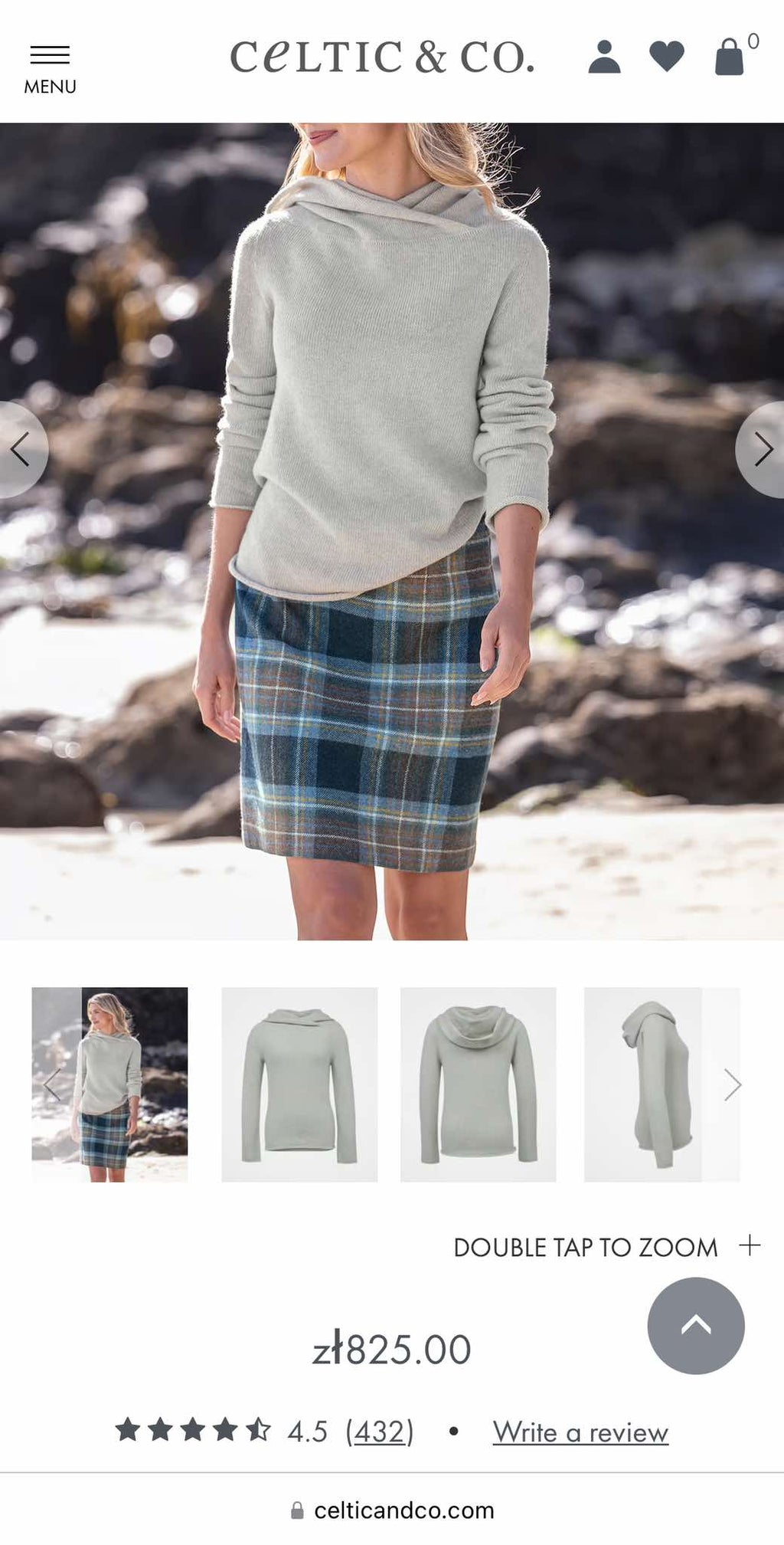 Pudrowy różowy wełniany (Geelong) sweter Celtic & Co - S