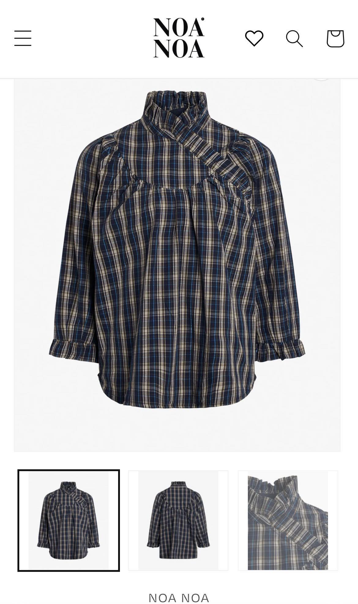 Granatowo beżowa bawełniana (organiczna) koszula w kratę NOA NOA - S/M