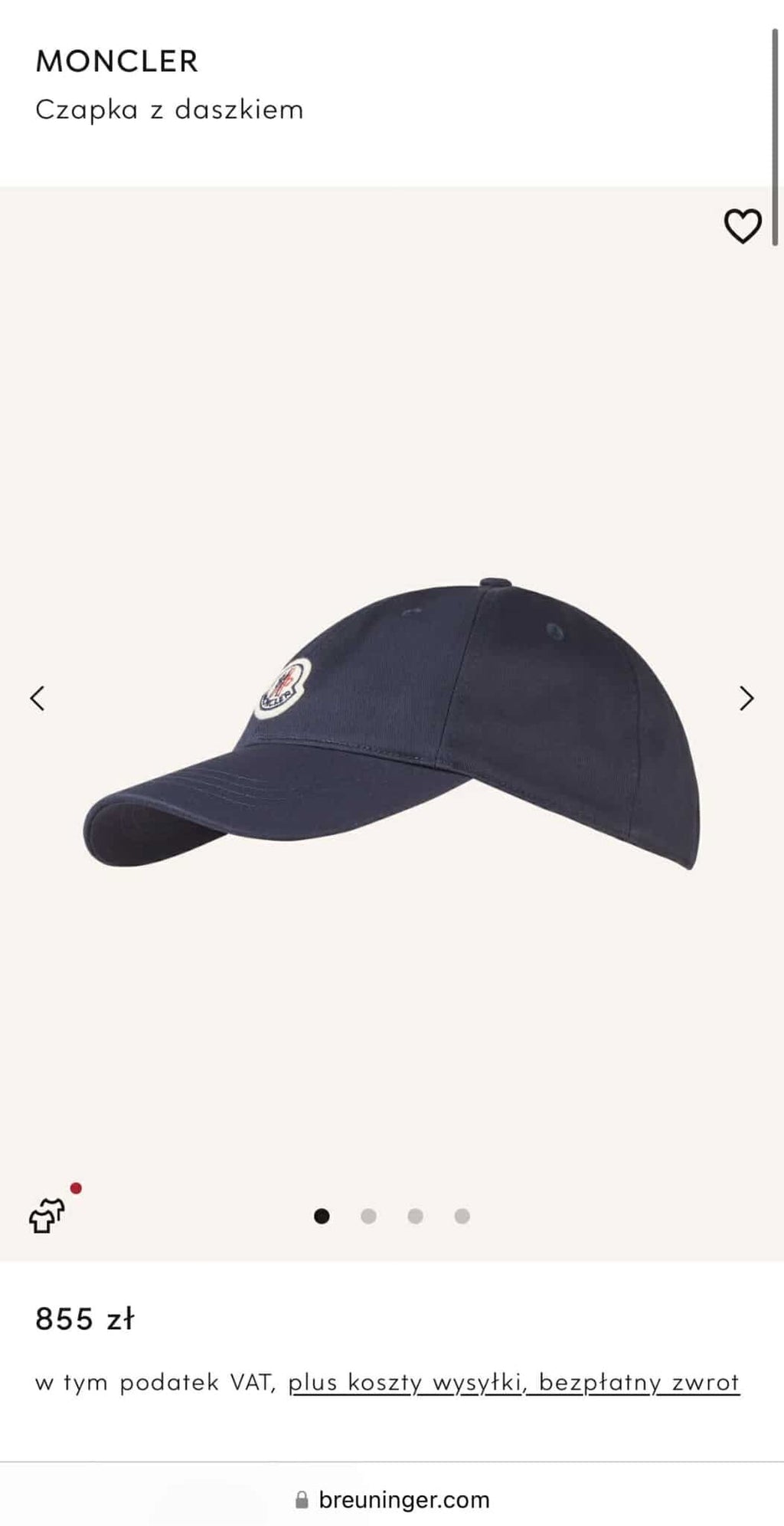 Granatowa bawełniana czapka z daszkiem Moncler