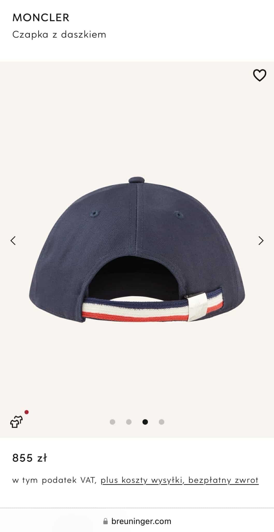 Granatowa bawełniana czapka z daszkiem Moncler