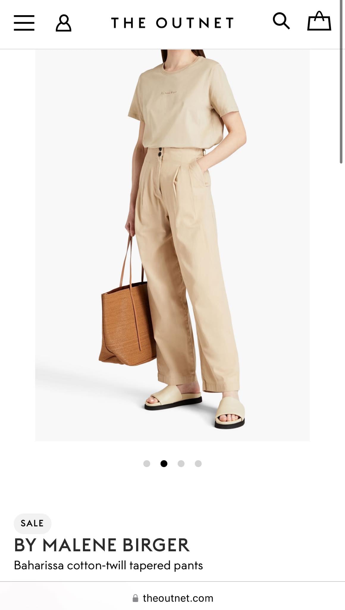 Nowe beżowe bawełniane (organic) spodnie By Malene Birger - M