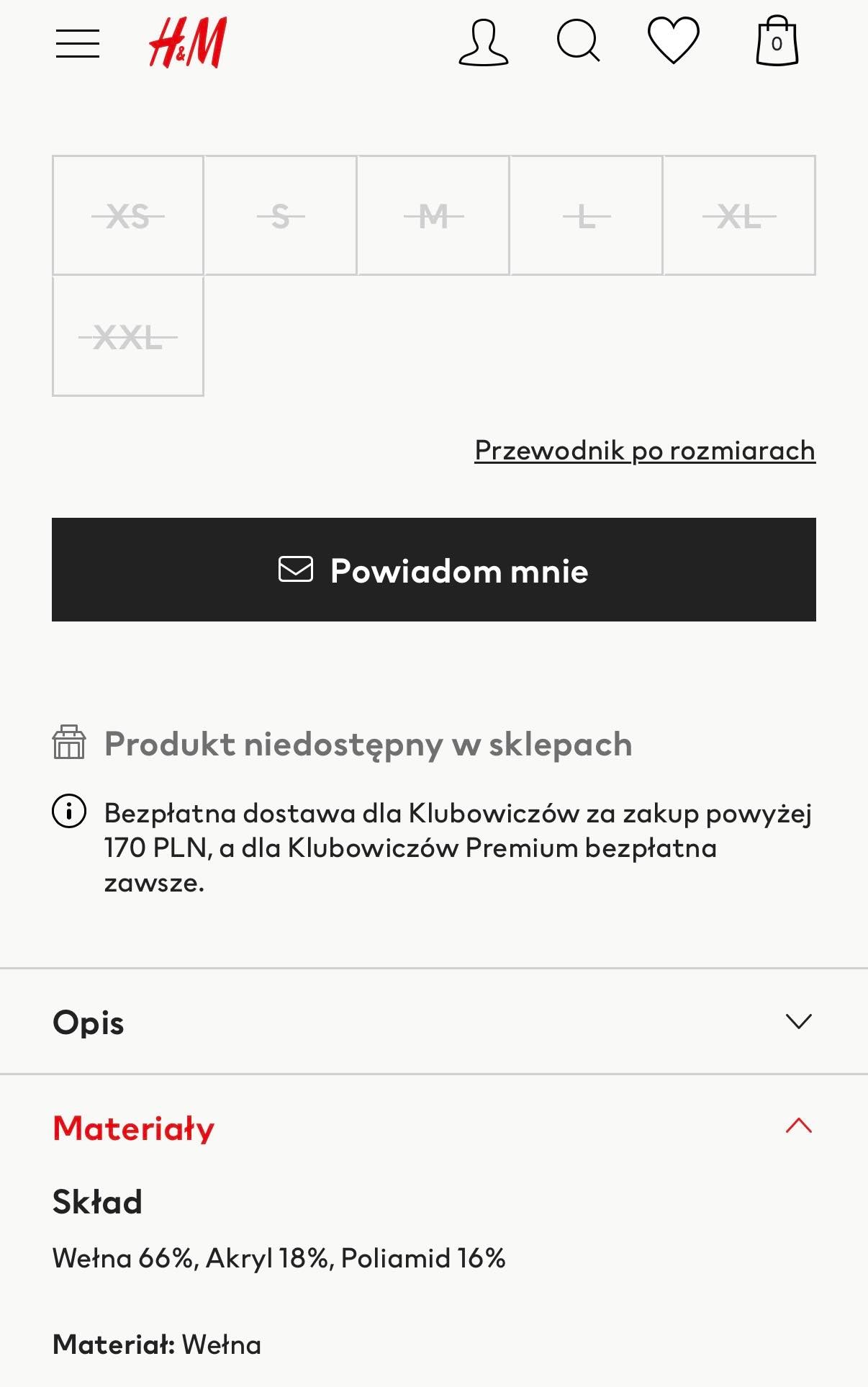 Kremowy wełniany kardigan H&M -  M