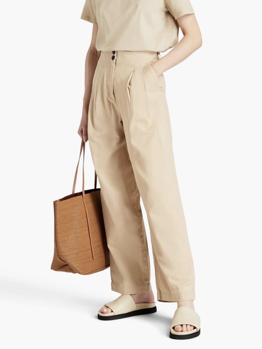 Nowe beżowe bawełniane (organic) spodnie By Malene Birger - M