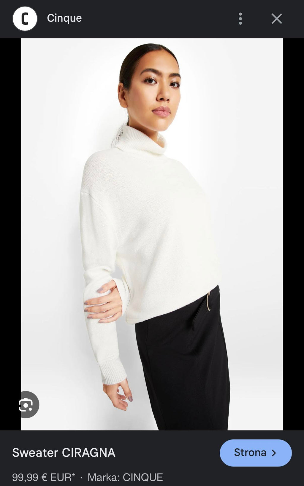 Biały (wełna merino + wiskoza) sweter z kaszmirem - XS/S
