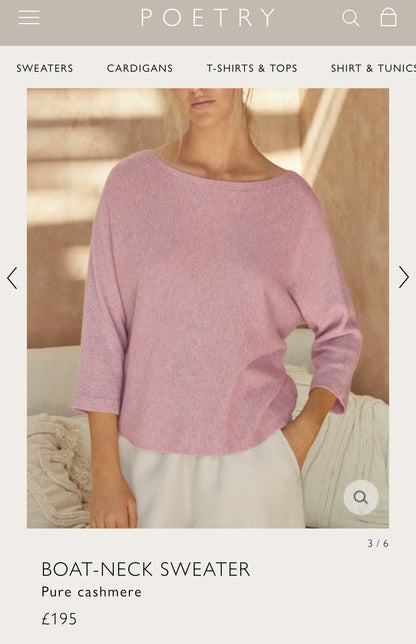 Różowy kaszmirowy sweter POETRY Cashmere - M/L