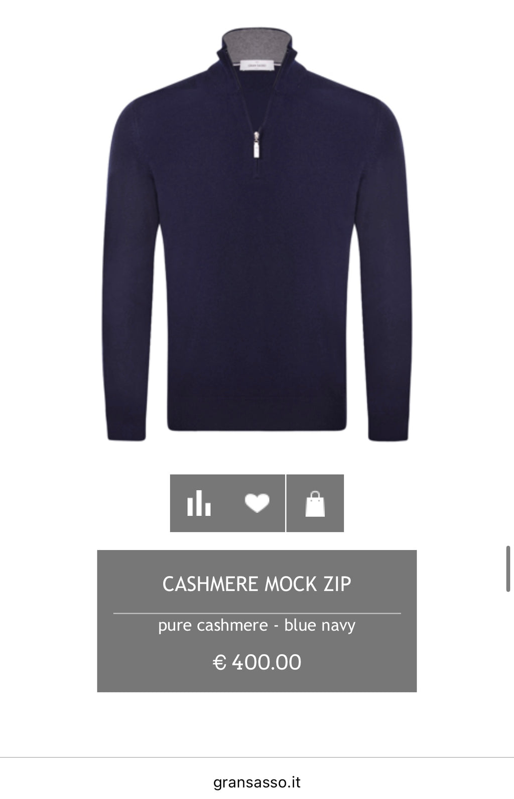 Granatowy kaszmirowy sweter GRAN SASSO - L/XL