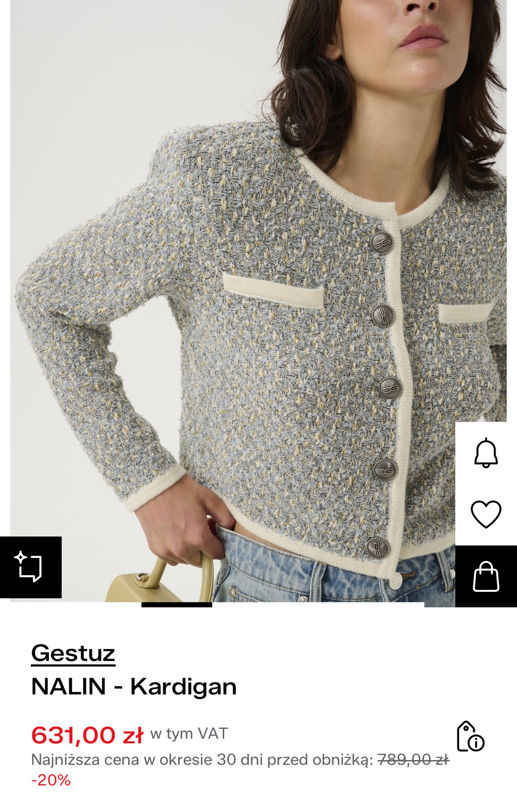 Nowy kremowo niebieski kardigan GESTUZ - M/L