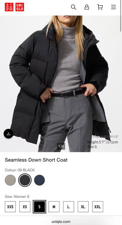 Czarna kurtka puchowa Uniqlo - S