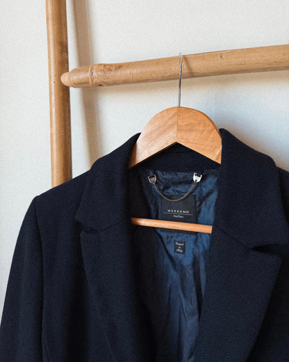 Ciemnogranatowy wełniany płaszcz Max Mara - L/XL