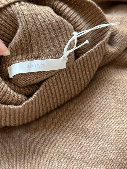 Beżowe (wełna + kaszmir) ponczo z golfem HUGO BOSS - one size
