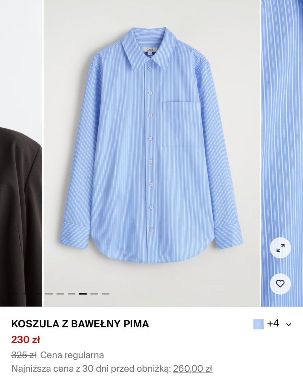 Niebieska bawełniana (pima) koszula w paski COS - L