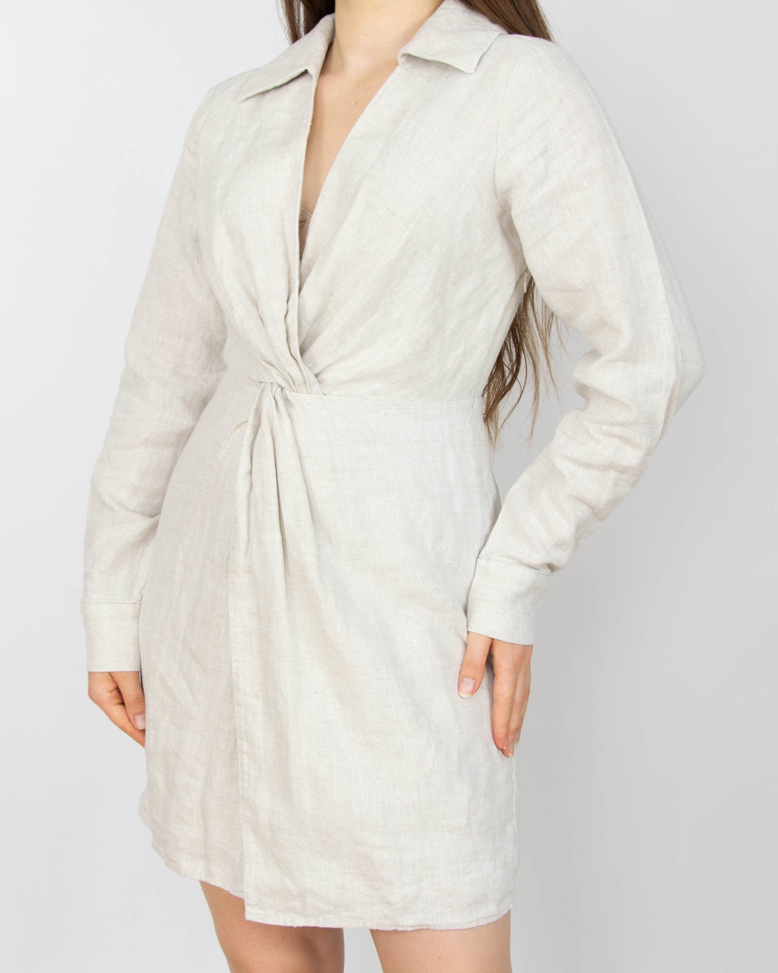 Beżowa lniana sukienka & other stories