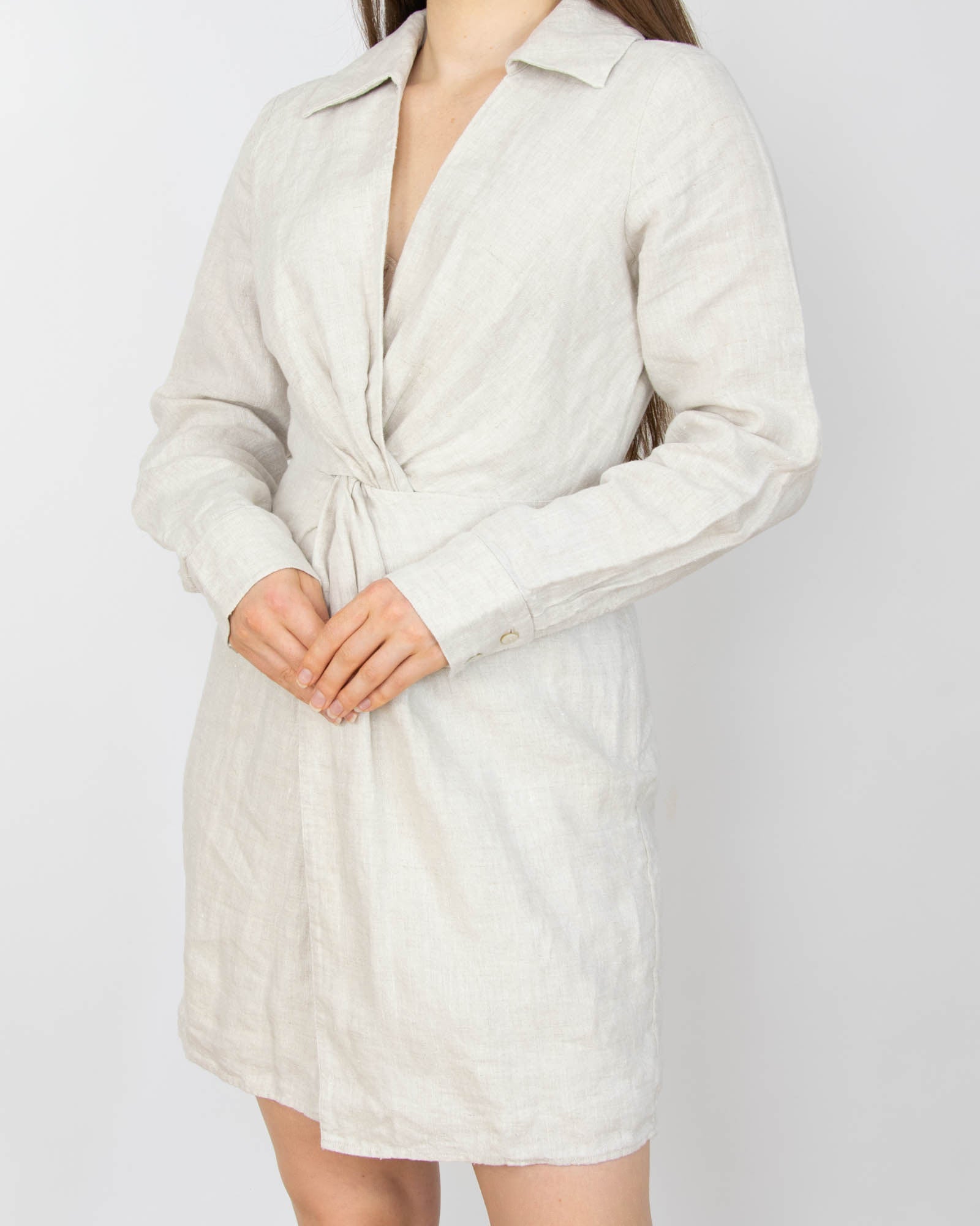 Beżowa lniana sukienka & other stories - XS