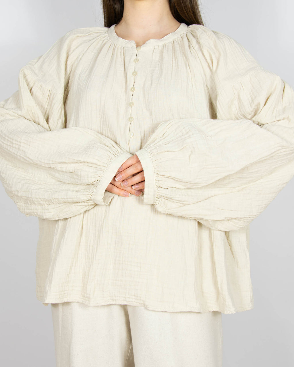 Beżowa muślinowa bawełniana bluzka H&M  - XL