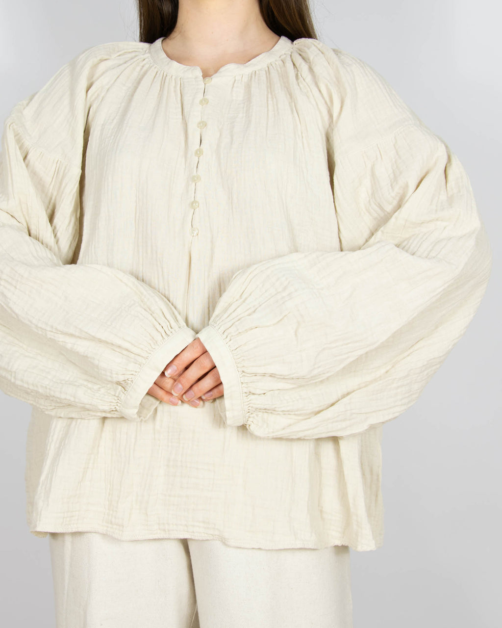 Beżowa muślinowa bawełniana bluzka H&M  - XL