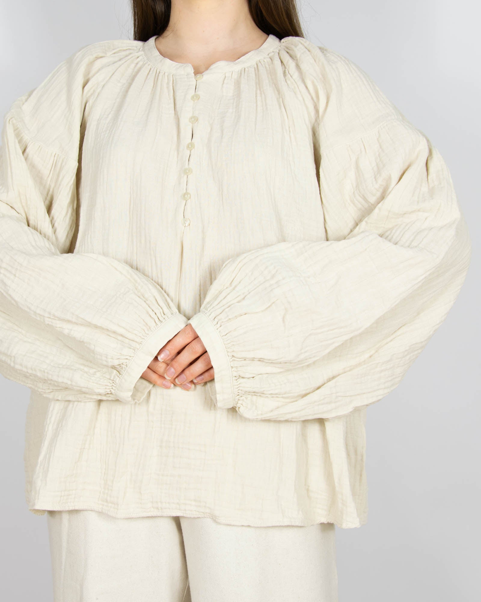 Beżowa muślinowa bawełniana bluzka H&M  - XL