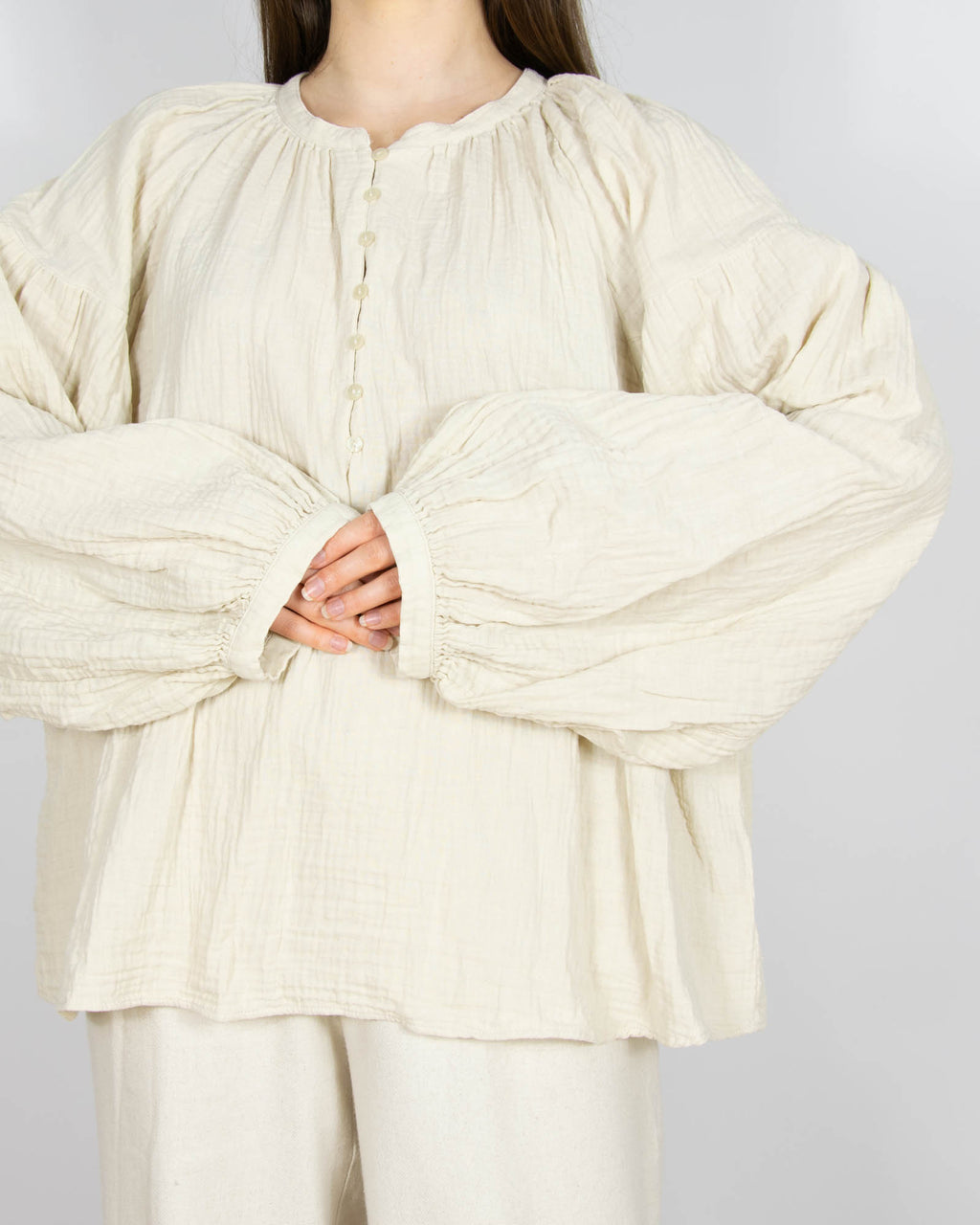 Beżowa muślinowa bawełniana bluzka H&M  - XL