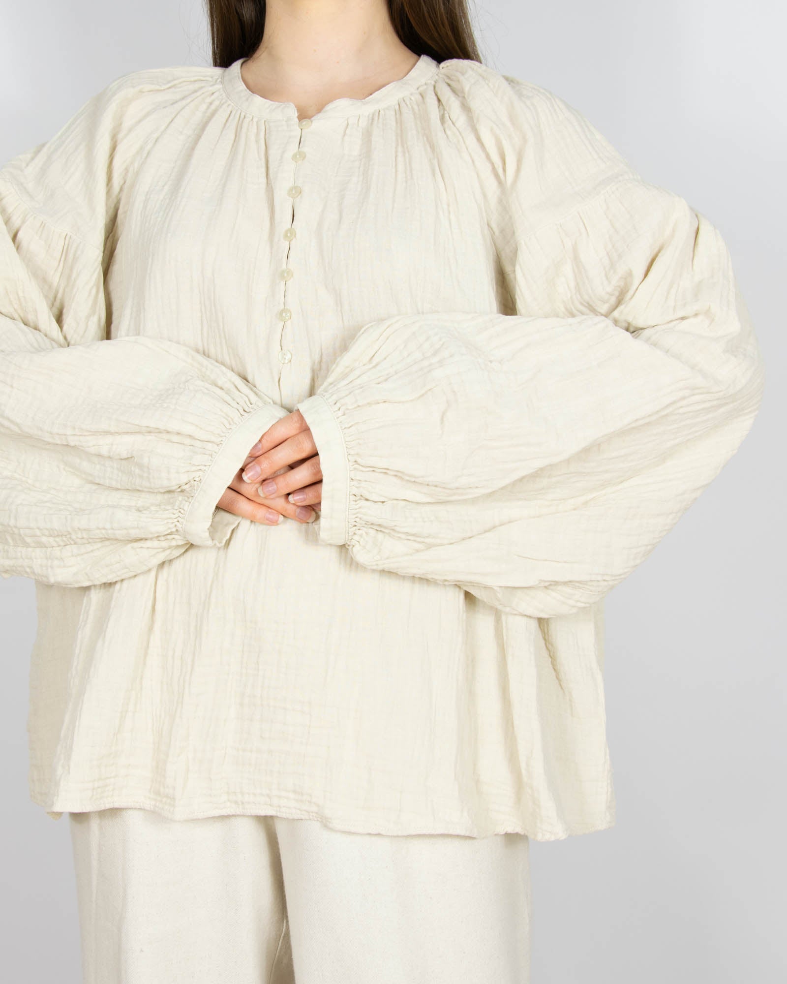 Beżowa muślinowa bawełniana bluzka H&M  - XL