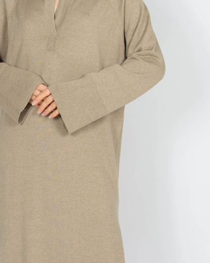 Beżowa wełniana (merino) sukienka SKAPPEL - S/M