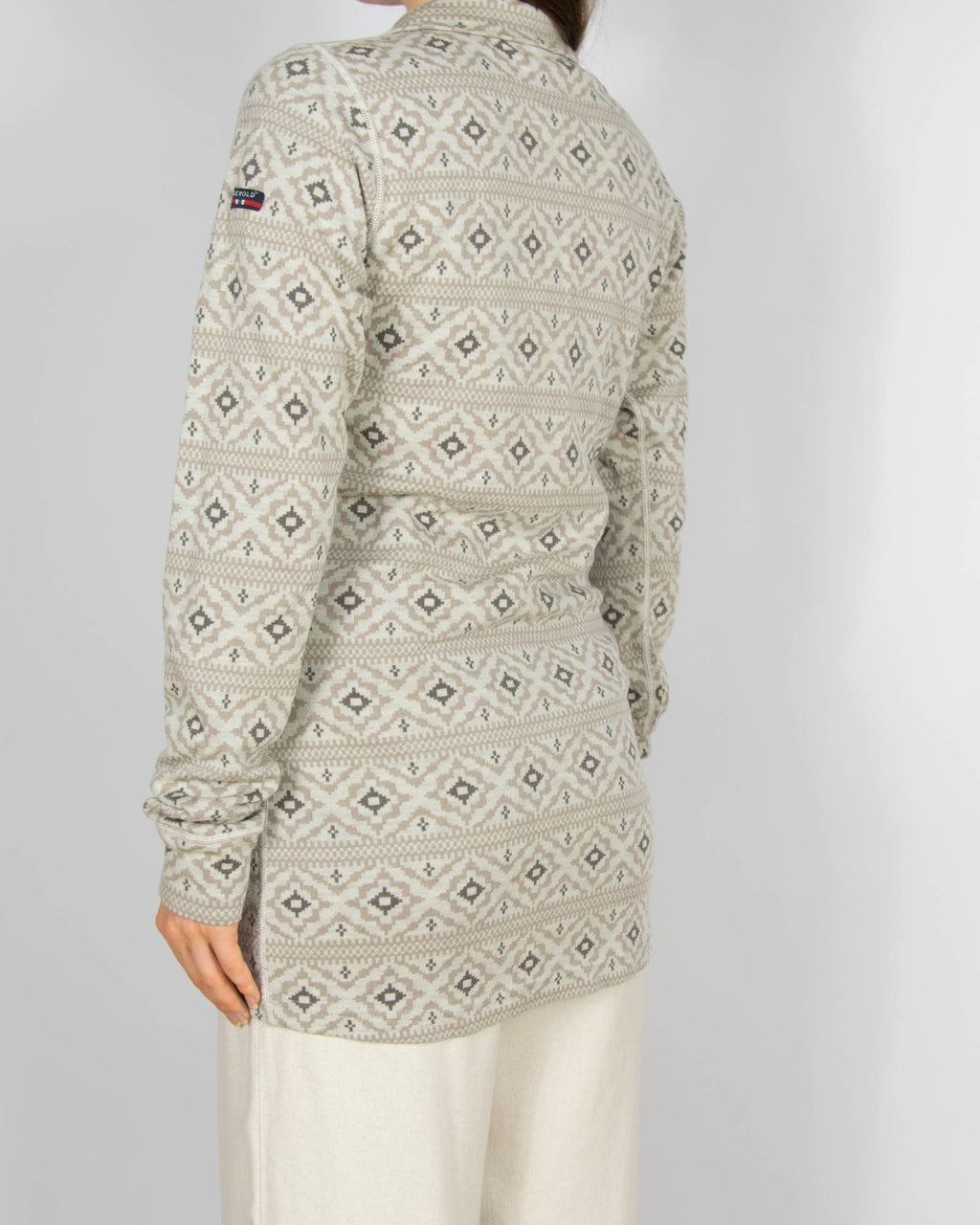 Beżowa wełniana (merino) rozpinana bluzka termiczna DEVOLD - L/XL