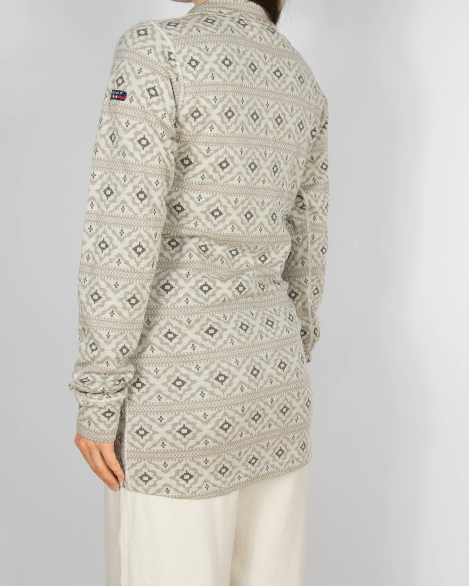 Beżowa wełniana (merino) rozpinana bluzka termiczna DEVOLD - L/XL