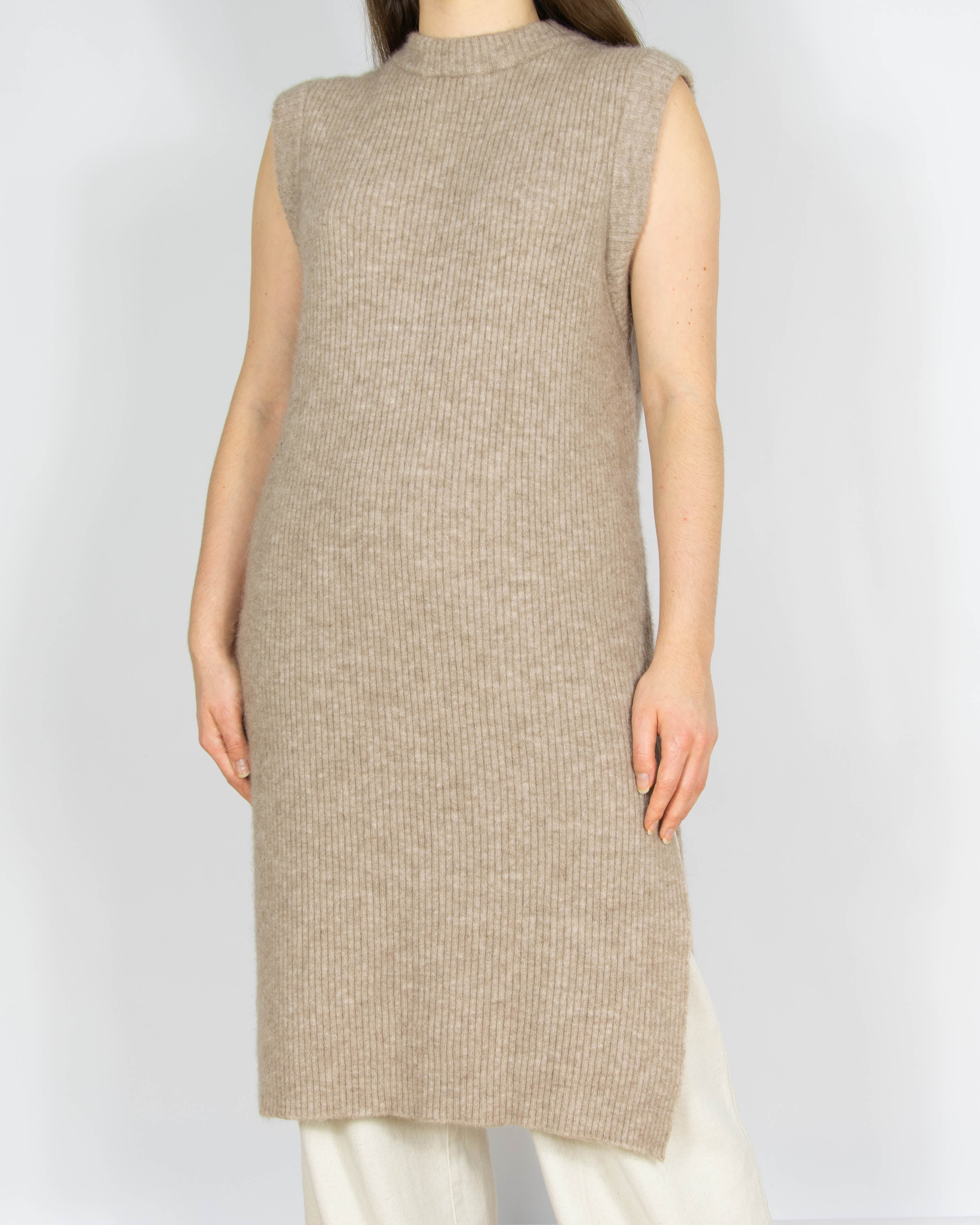 Beżowa wełniana (wełna + alpaka) sukienka NORR