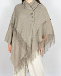 Beżowe (wełna merino + kaszmir) ponczo Adagio - M/L
