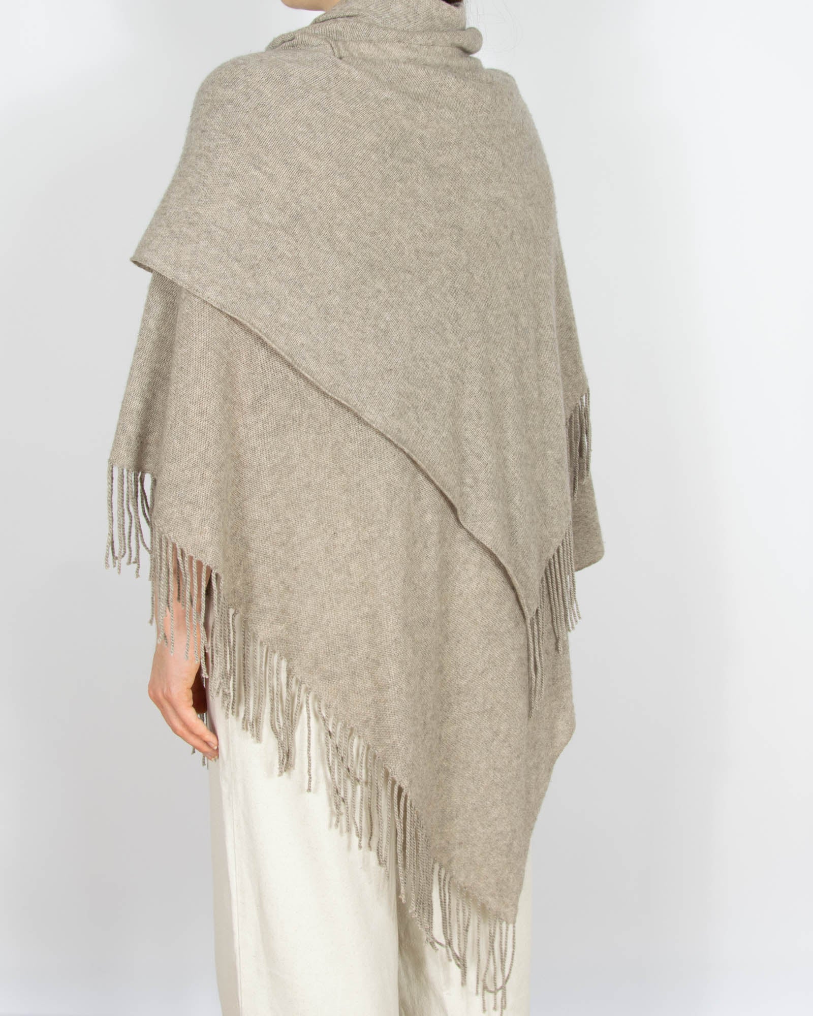 Beżowe (wełna merino + kaszmir) ponczo Adagio - M/L