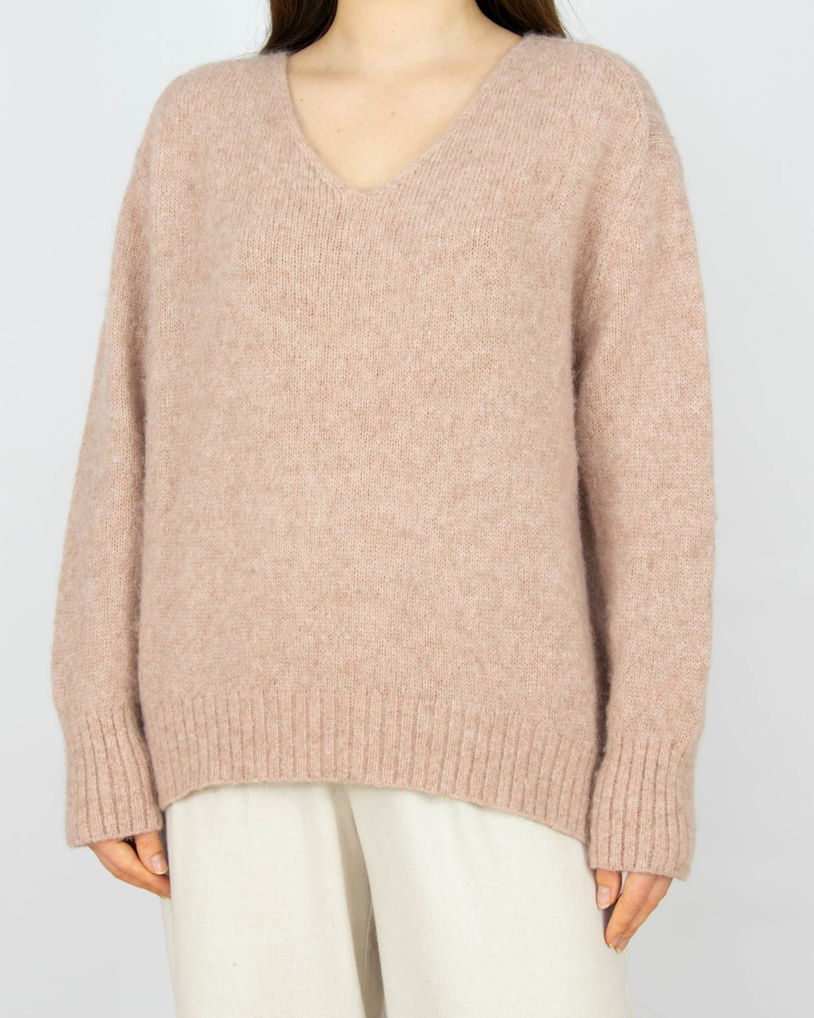 Brązowo różowy (alpaka + wełna) sweter LUISA CERANO