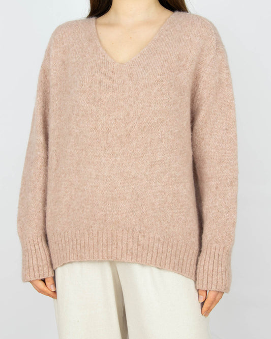 Brązowo różowy (alpaka + wełna) sweter LUISA CERANO